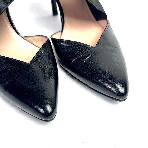 Stuart Weitzman Black Leather D'Orsay Pumps Heels Grosgrain Cross Strap US 5 - Picture 8 of 13
